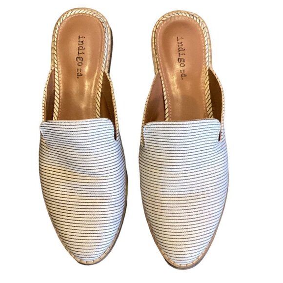 Indigo Rd. Hayze Striped Canvas Mules Sz 6-1/2 M #146T - Picture 1 of 10